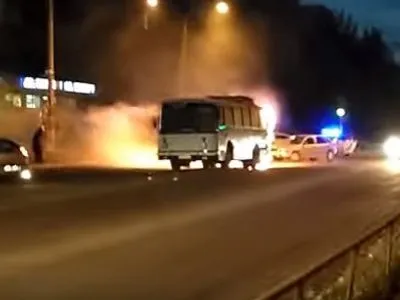 Автобус загорелся в Запорожье
