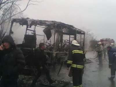 Рейсовый автобус сгорел на Харьковщине