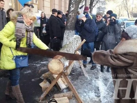 Активисты в Киеве выступили против отмены моратория на экспорт леса-кругляка