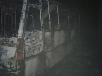 Гараж с автобусами горел в Донецкой области