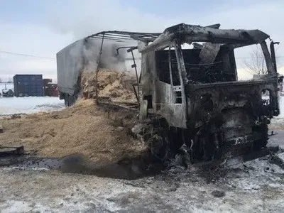 Российская фура сгорела в Закарпатье