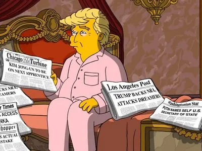 В новом эпизоде ​​мультсериала "Симпсоны" Трамп назвал Путина "лысым фашистом"