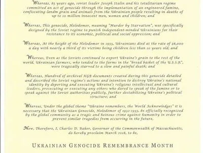 Ще один американський штат визнав геноцидом Голодомор в Україні 1932-1933 рр.