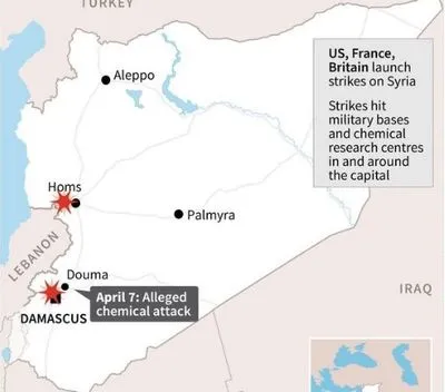США, Великобритания и Франция нанесли авиаудары по трем целям в Сирии