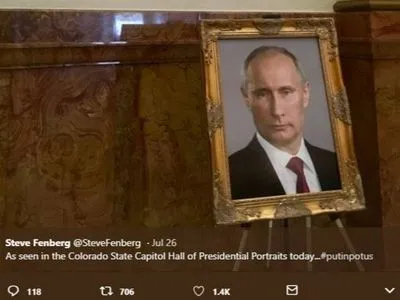 У будівлі законодавчих зборів штату Колорадо замість зображення Трампа виставили портрет Путіна