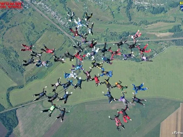 На аэродроме под Харьковом парашютистки из 19 стран установили мировой рекорд