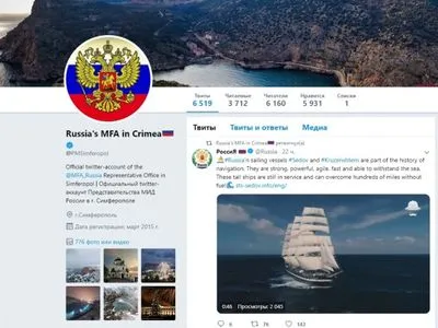 Україна закликала заблокувати Twitter "МЗС Росії в Криму"