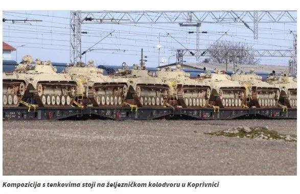 ЗМІ Хорватії помітили потяг з невідомою бронетехнікою на північному сході країни