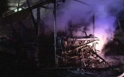 Во Львове дотла сгорел пассажирский автобус