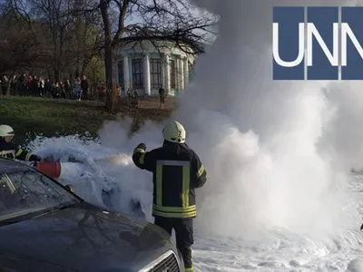 В центре Киева горели автомобили