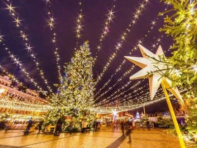 В Киеве начали монтаж главной новогодней елки на Софийской площади