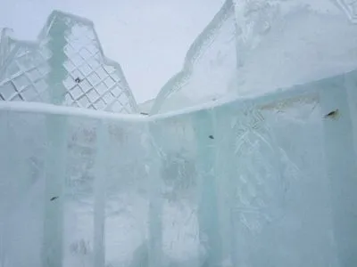 Российскую Тюмень украсили льдов скульптурами с мертвыми рыбами внутри