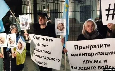 У столиці активісти вийшли під посольство РФ з вимогами деокупувати Крим