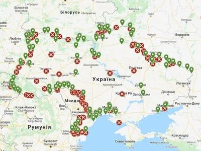 В Украине появилась интерактивная карта работы пунктов пропуска