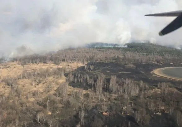 Площадь лесного пожара в зоне отчуждения увеличилась до 35 га