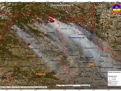 Геращенко показав супутниковий знімок лісових пожеж у Житомирській області