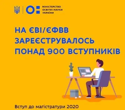 В Украине в первый день регистрации на экзамены зарегистрировалось более 900 поступающих в магистратуру