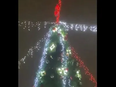 В Кривом Роге в новогоднюю ночь мужчина вскарабкался на крутящуюся елку и застрял