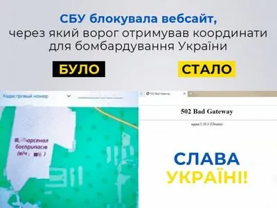 В Украине заблокировали сайт, через который враг получал координаты для бомбардировки