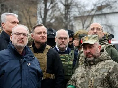 Президенти країн Балтії та Польщі відвідали розбомблену Бородянку