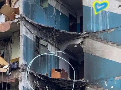 Застряг на сьомому поверсі: у Бородянці зі зруйнованого будинку врятували кота