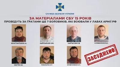 Еще семь пленных боевиков так называемой "днр" получили 15 лет тюрьмы