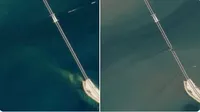 PlanetScope представили аэроснимки Крымского моста до и после взрыва