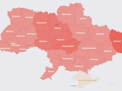 Воздушная тревога распространилась почти на всю Украину