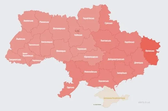 Воздушная тревога распространилась по всей Украине