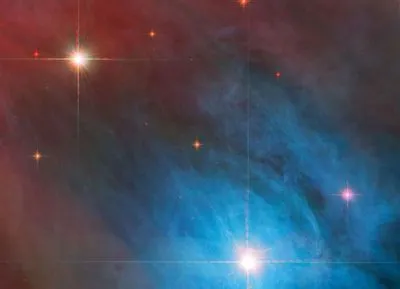 Телескоп Hubble зафиксировал две яркие молодые звезды в туманности Ориона