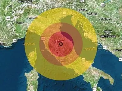 В центральній частині Італії стався землетрус магнітудою 5 балів