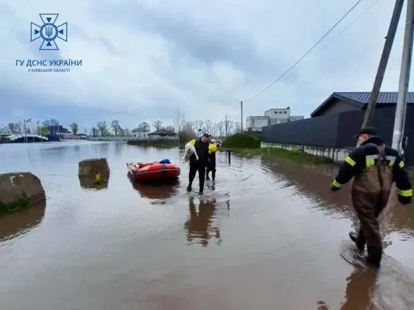 Большая вода: на Киевщине подтопило село Погребы, спасатели эвакуировали семью и собаку