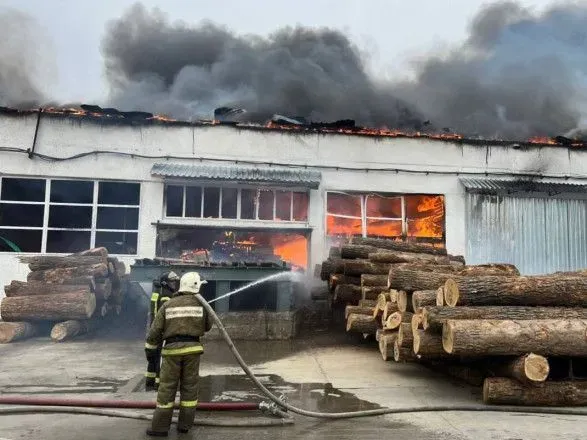 В россии произошел масштабный пожар на деревообрабатывающем цехе