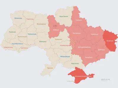 Во многих областях Украины объявлена воздушная тревога