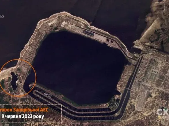 Появились спутниковые снимки притока к охладительному пруду ЗАЭС