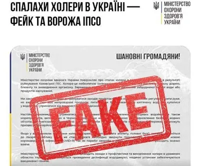 У МОЗ спростували фейк про спалахи холери в Україні: це ворожа ІПСО