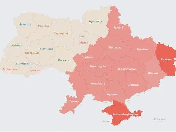 В ряде областей Украины воздушная тревога