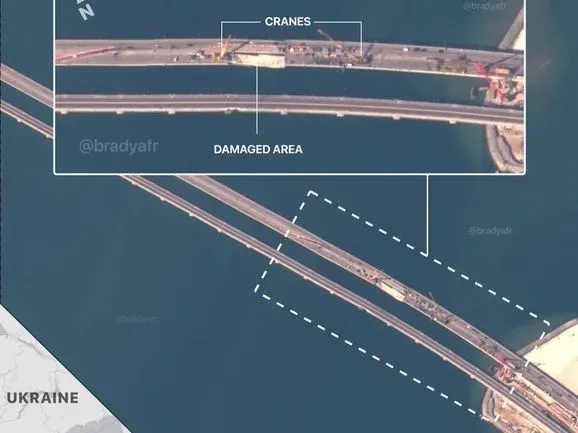 В сети появился спутниковый снимок ремонта Крымского моста