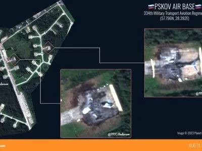 Зʼявились нові супутникові знімки атаки на аеродром під Псковом