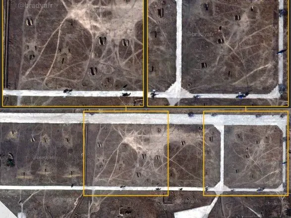 Нові супутникові знімки бердянського аеропорту після удару ATACMS: гвинтокрилів поменшало
