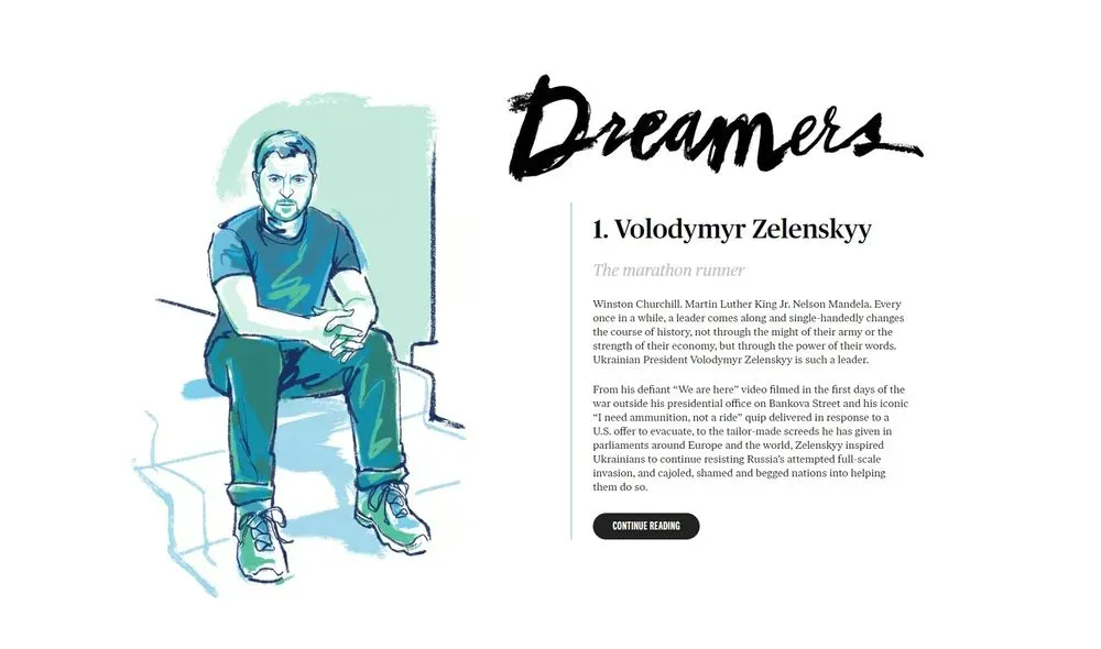 Володимир Зеленський переміг у номінації "Мрійники" за версією Politico