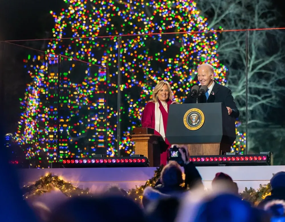 Biden and First Lady light Christmas tree in Washington, DC