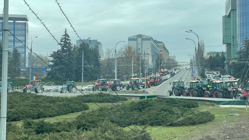 Transport collapse in the center of Chisinau due to farmers' protest