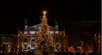 A 14-meter Christmas tree donated by local residents was lit in Lviv