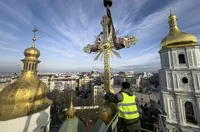 Restored crosses installed on the domes of St. Sophia Cathedral in Kyiv