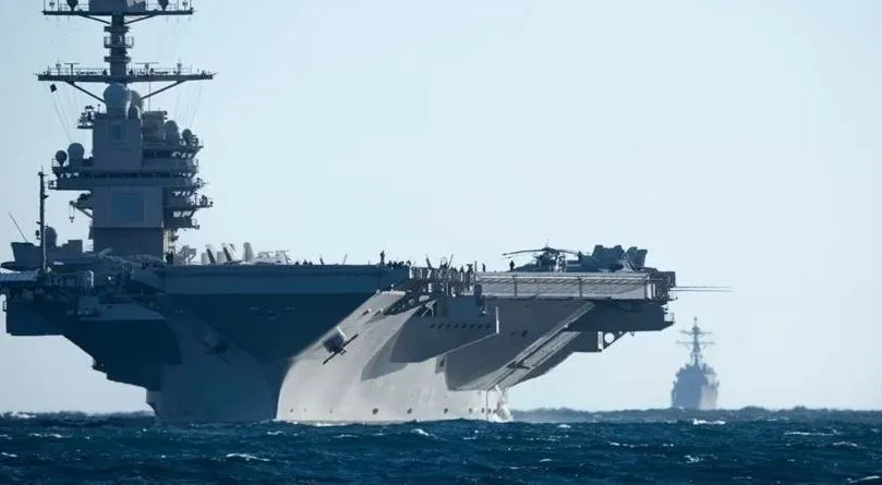 An American warship shoots down drones in the Red Sea