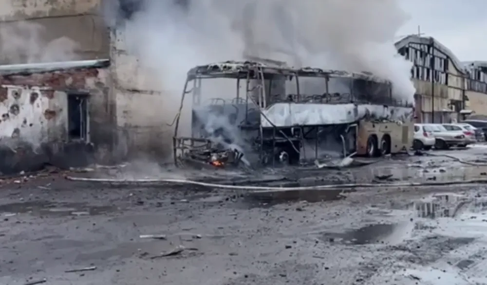 Utility equipment was damaged: a fire broke out in the bus park in occupied Horlivka
