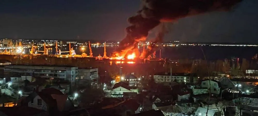 Ukrainian Armed Forces strike at Russian landing ship Novocherkassk in Crimea