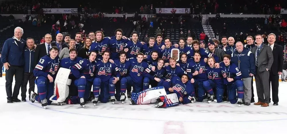 The US national team wins the World Youth Hockey Championship for the sixth time
