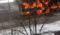 In Kyiv, a trolleybus was set on fire from the inside